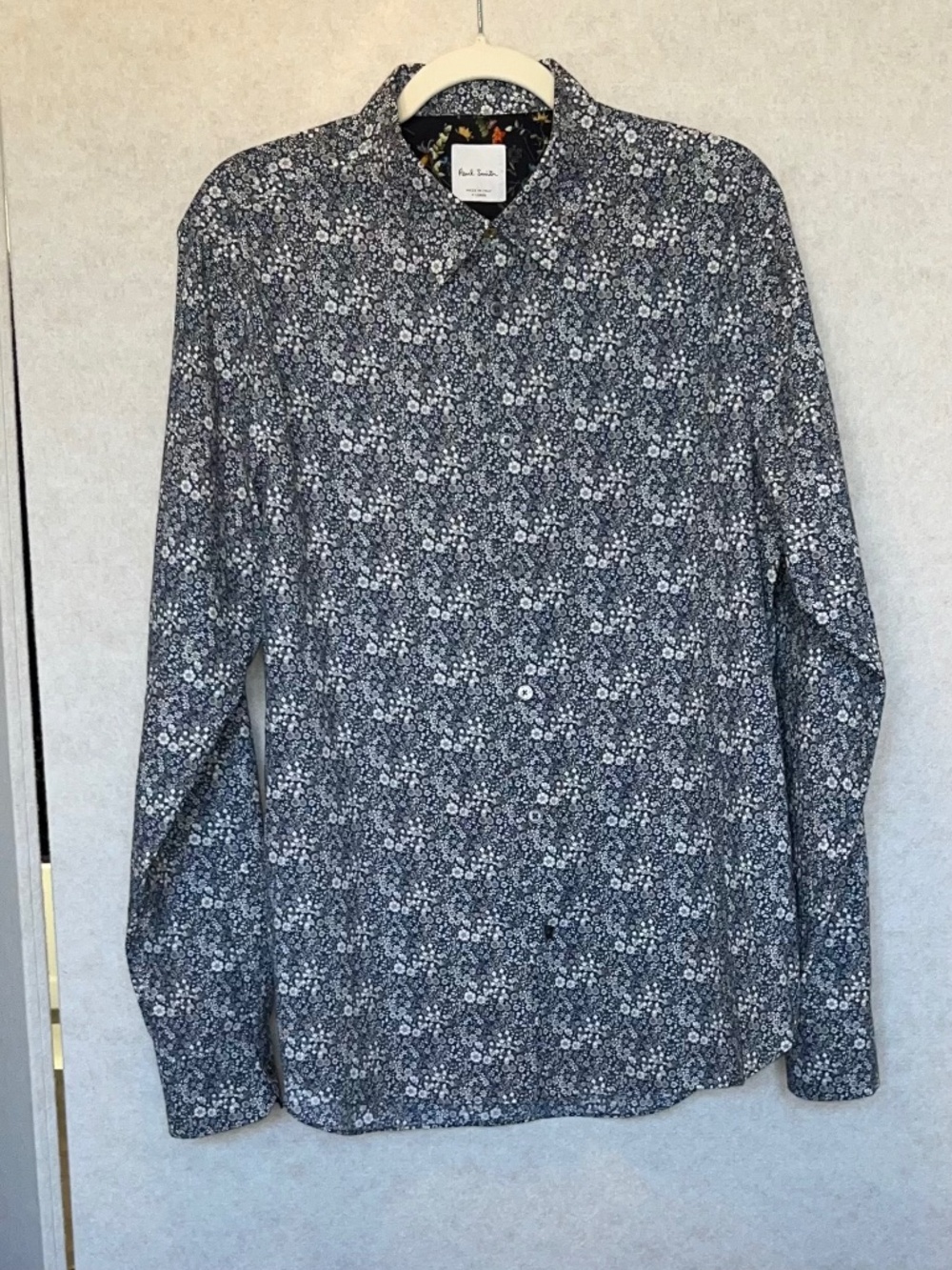 Paul Smith microfloral navy & white shirt XL luxury office wear designer premium